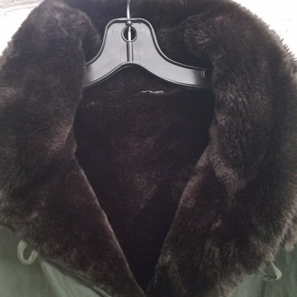 Jones New York Reversible collared Fur Coat unisex man woman xl green brown sz m - Picture 4 of 6
